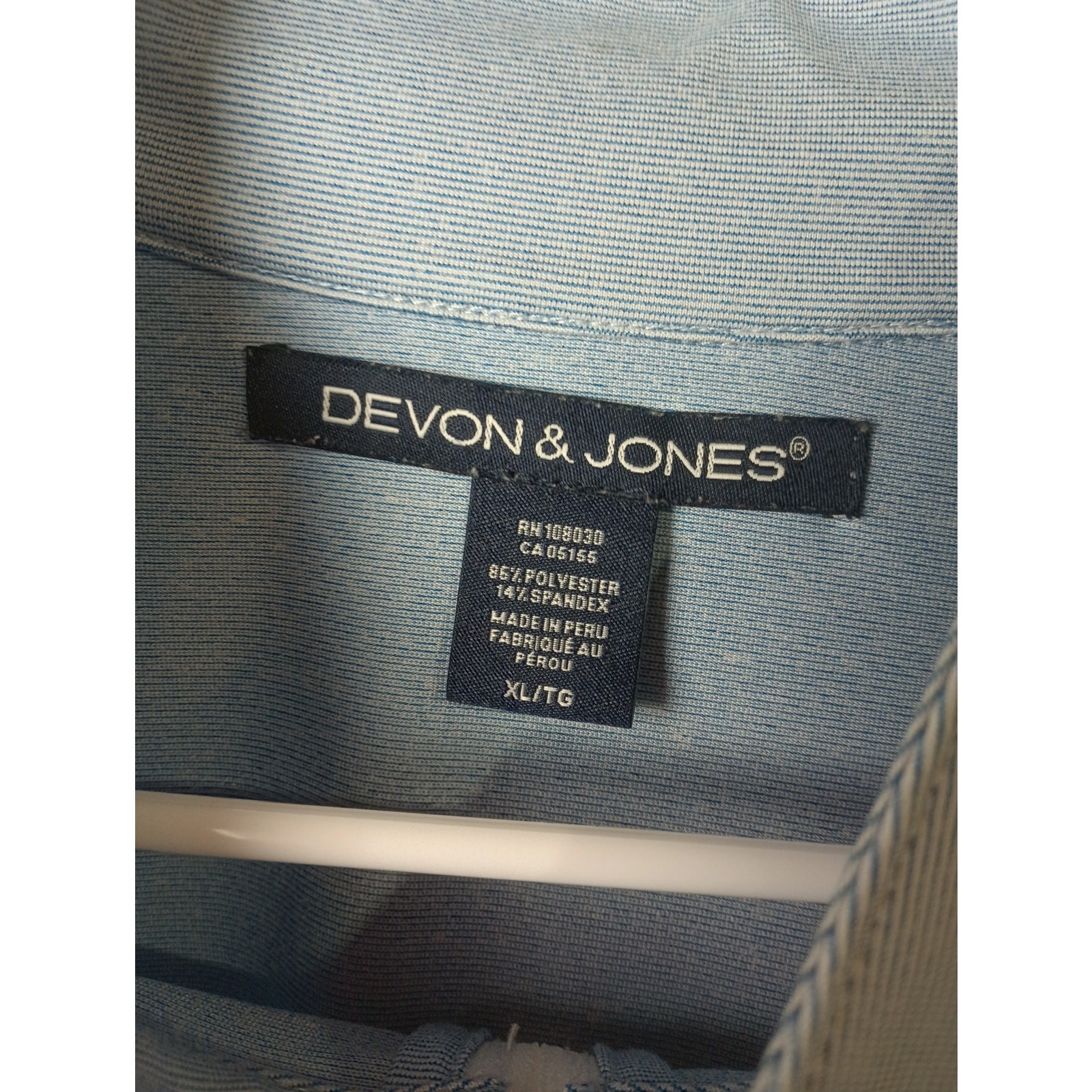 Devon & Jones Polyester Blue Half Zip Pull Over Shirt Men's XL Golf Outdoors gallery