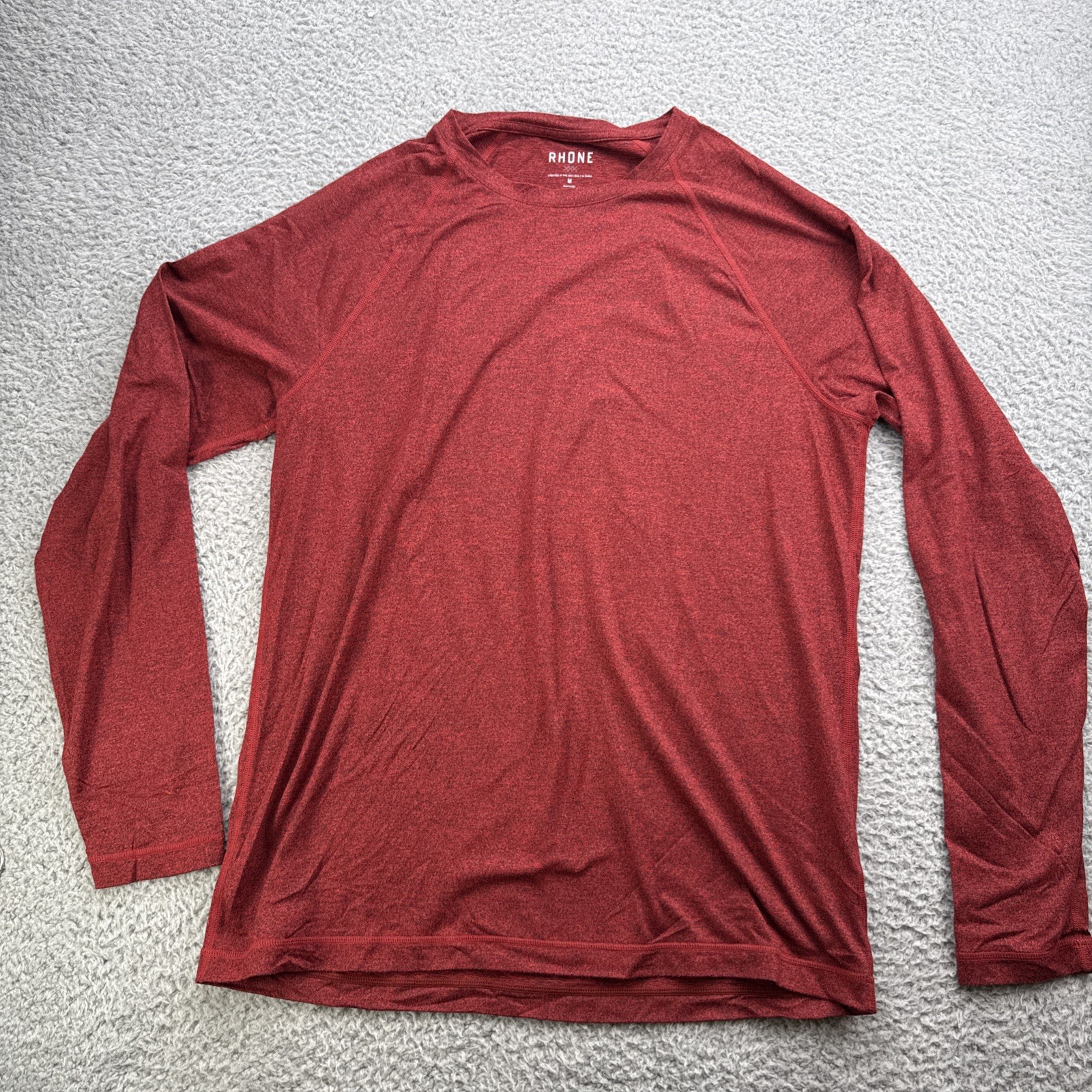 Rhone Performance Shirt Mens Medium Reign Long Sleeve Maroon Heather gallery