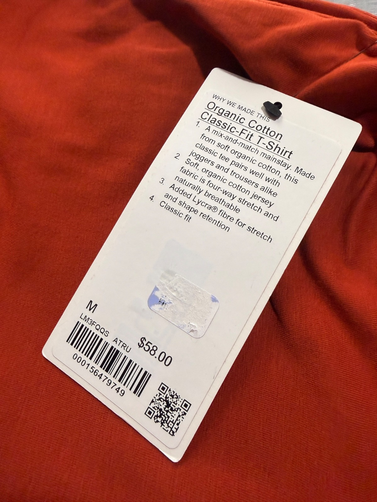 Lululemon Mens Organic Cotton Classic Fit T Shirt Size Medium Autumn Rust Orange gallery