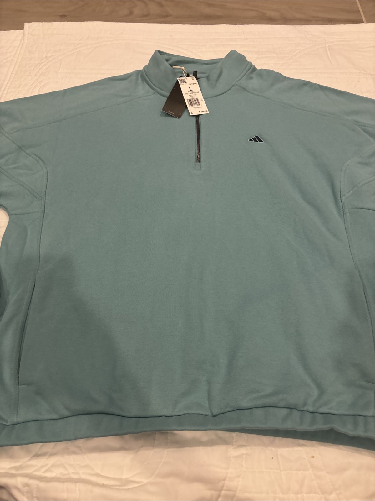 Adidas Large Dri-FIT 1/4 Zip Golf Pullover JL7896 Aqua Blue NWT $110 gallery