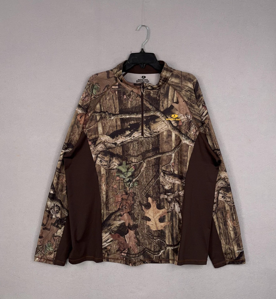 Mossy Oak Pullover Mens 2XL Camo Break-Up Infinity 1/4 Zip Hunting Performance
