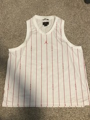 AIR JORDAN RED PINSTRIPE/WHITE BASKETBALL JERSEY SIZE 3XL