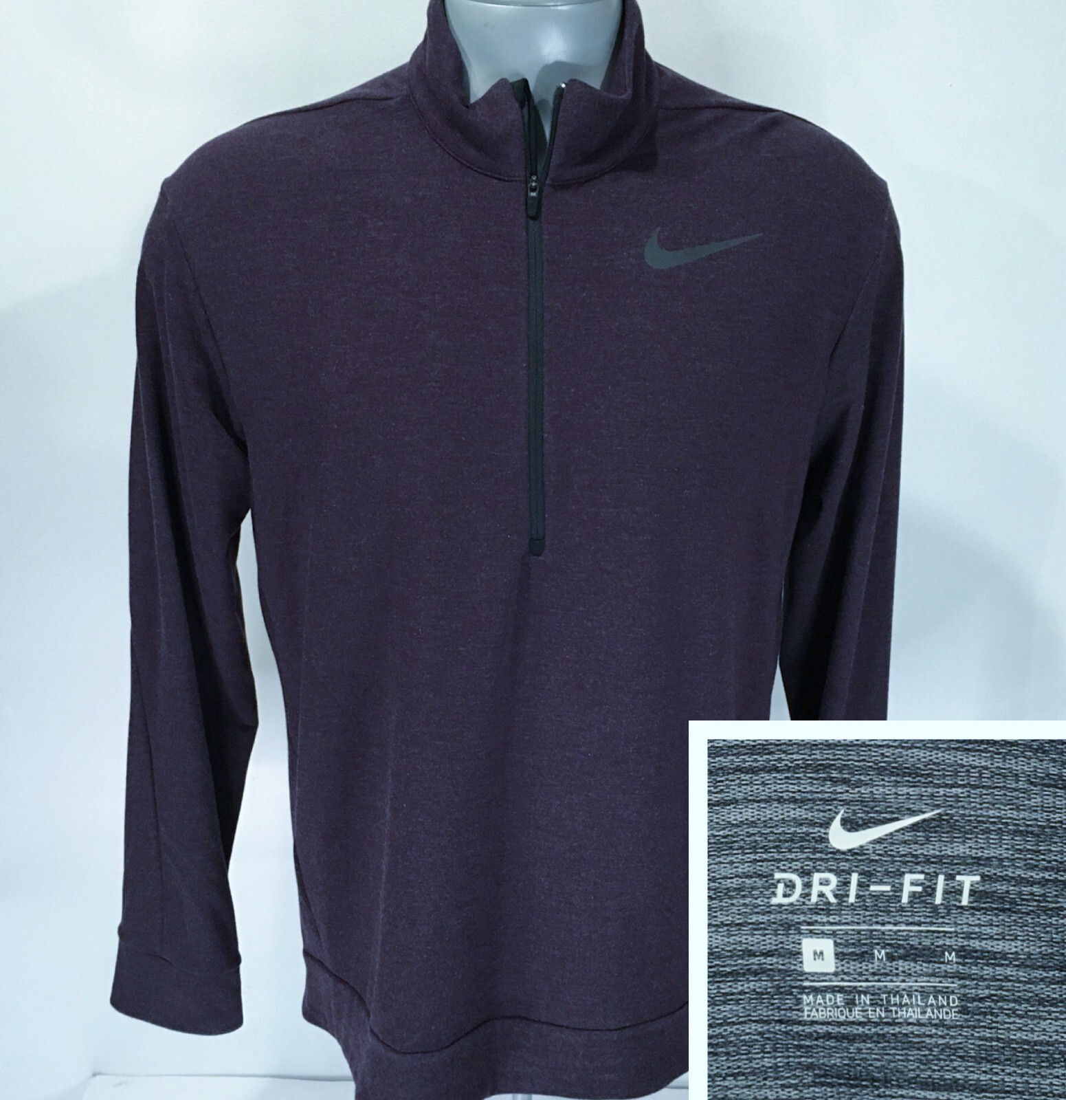 NIKE Dri-Fit Training M Medium 1/2 Zip Long Sleeve Activewear Shirt Dark Purple gallery