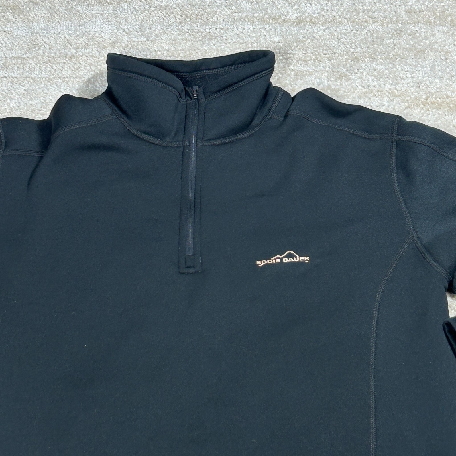 Eddie Bauer Pullover Mens L Black Quarter Zip Fleece Sport Half Zip Top Athletic gallery