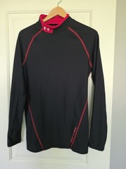 Under Armour Cold Gear Black With Red LS Compression Top XL Mock Neck