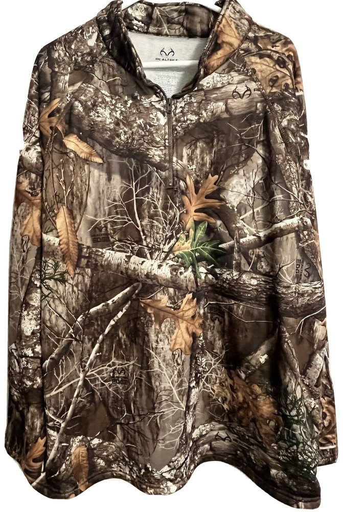 Shirt Men's Size 2XL Camo Realtree 1/4 Zip Pullover