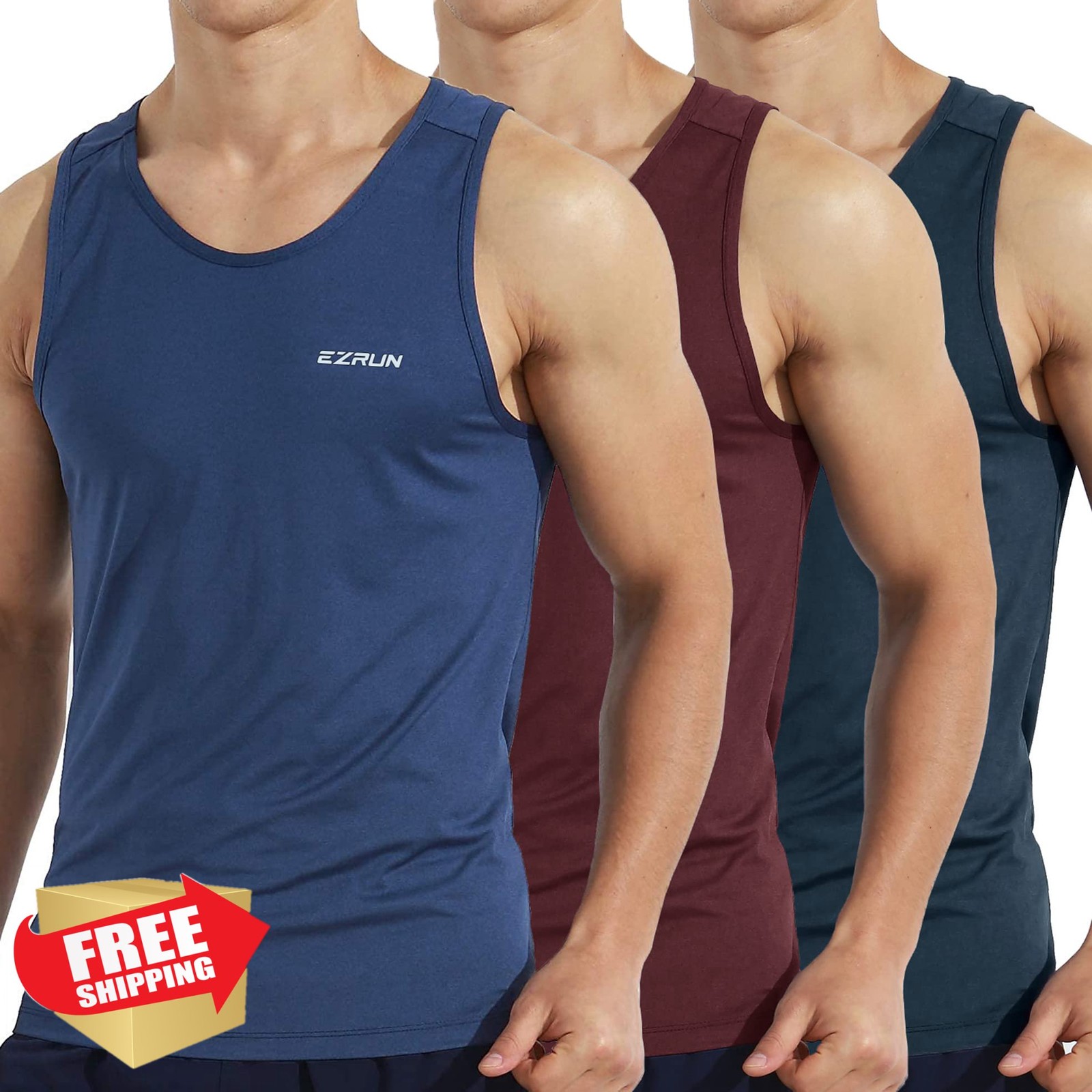 EZRUN Men's UPF 50+ Quick Dry Tank Top Summer Beach Gym Shirt gallery