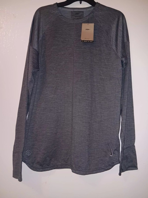 Nike Yoga Men's Dri-FIT Crew Top Shirt Long Sleeves Training Sz M, Gray New gallery