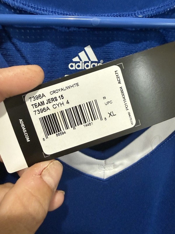 adidas Men’s Basketball Jersey Tank XL Blue/White Mesh Polyester V-Neck 7396A gallery