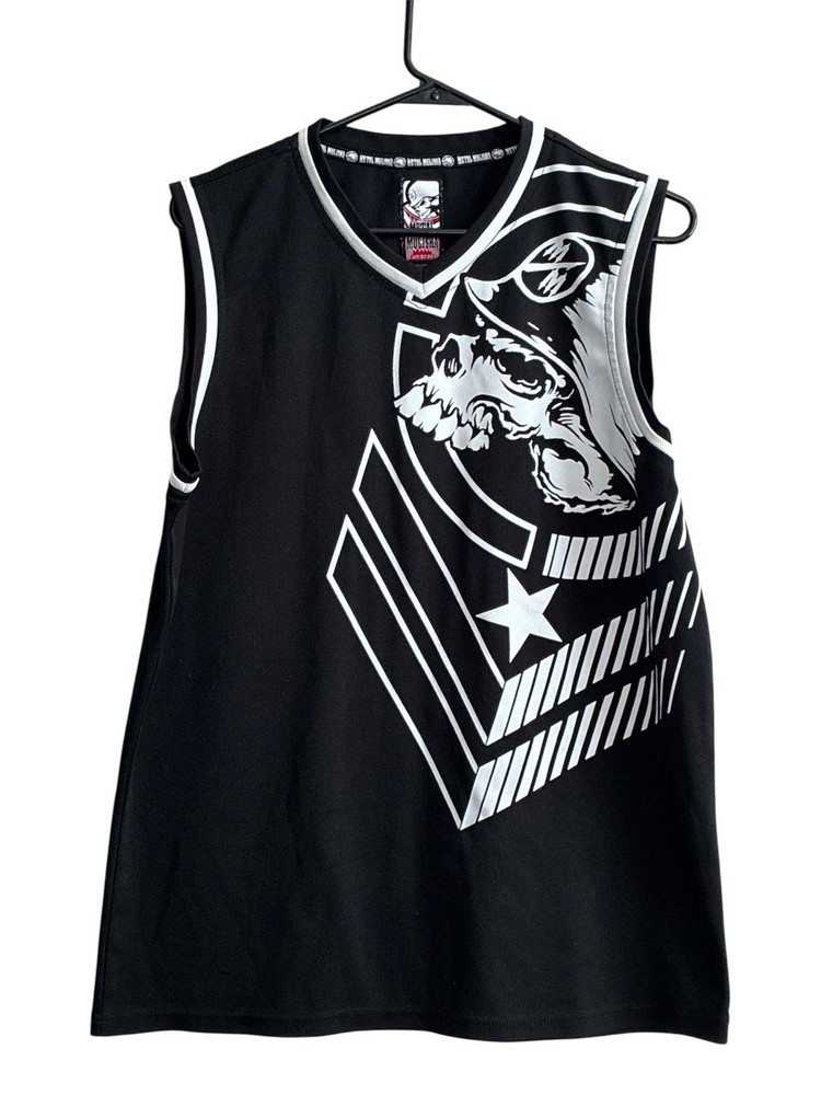 Metal Mulisha Tank Top Jersey No SZ Tag M? Black Graphic Skull Active Mens Y2K