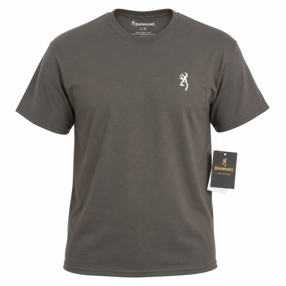 Browning Men’s T-Shirt Large Gray Buckmark Logo Casual Sportswear NWT Cotton