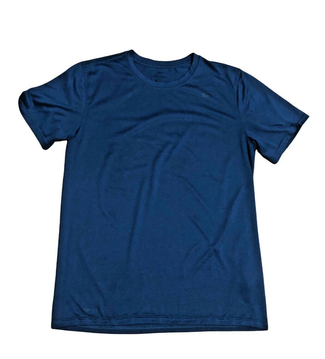 Nike Athletic Top Mens Medium Crew Neck Shirt Short Sleeve Fitted Navy Blue Logo gallery