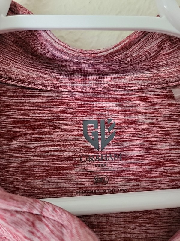Graham Luxe Porter Golf Pullover Mens 2XL XXL Burgundy Stretch Golfer Shirt gallery