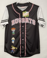 NWT Unisex Nickelodeon #91 Black & Pink Rugrats Chucky Tommy Jersey Shirt Small