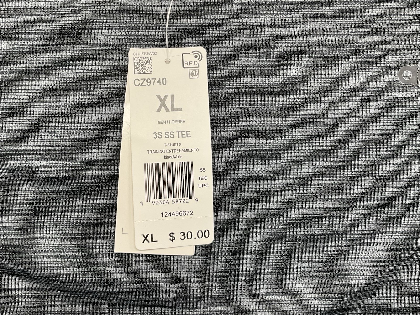 Adidas Mens XL Training T Shirt 3s SS TEE Gray Black White Athletic Shirt NWT gallery