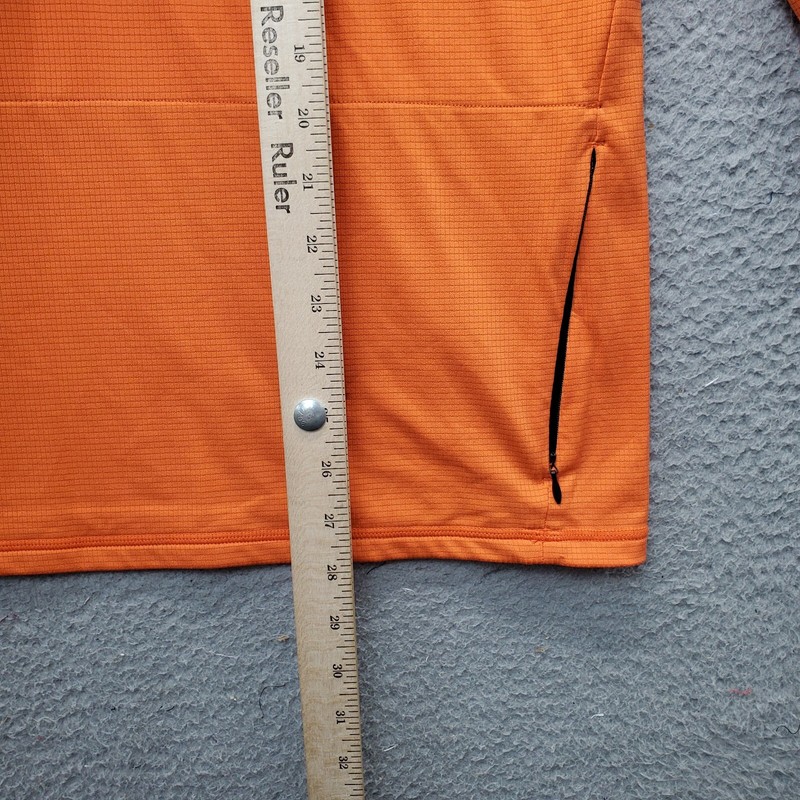 Zella Activewear Top Men Medium Orange Stretch Pocket Thumb Hole Sleeve Half Zip gallery