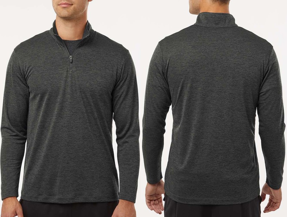 Mens 1/4 Zip Pullover Moisture Wicking Dri Fit Heather Long Sleeve Jersey XS-4XL