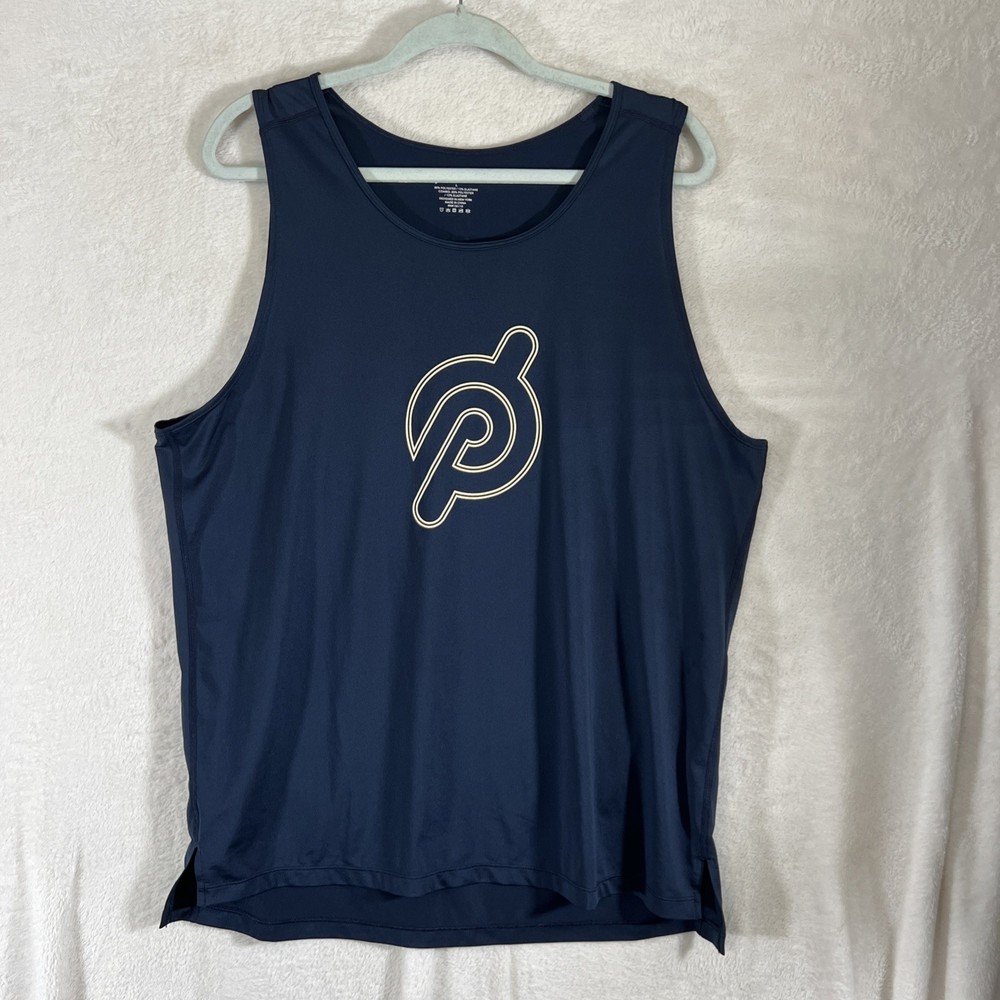 Peloton Mens Performance Training Tank Top Navy Blue Sleeveless Workout Gym - L