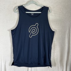 Peloton Mens Performance Training Tank Top Navy Blue Sleeveless Workout Gym – L