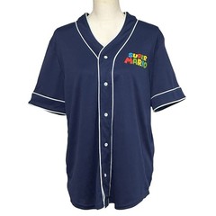 Nintendo Super Mario Bros Navy Blue Baseball Jersey NWT