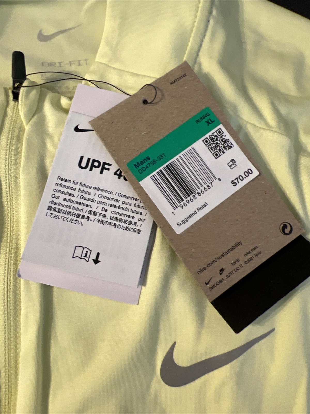 Nike Dri-Fit Element Top 1/4 Zip Running Shirt Luminous Green Sz XL DD4756331 gallery
