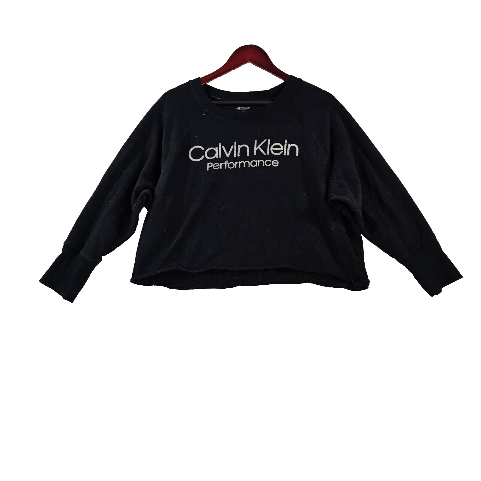 Calvin Klein Performance Womens Cropped Top Long Sleeve Crew Neck Black Medium gallery