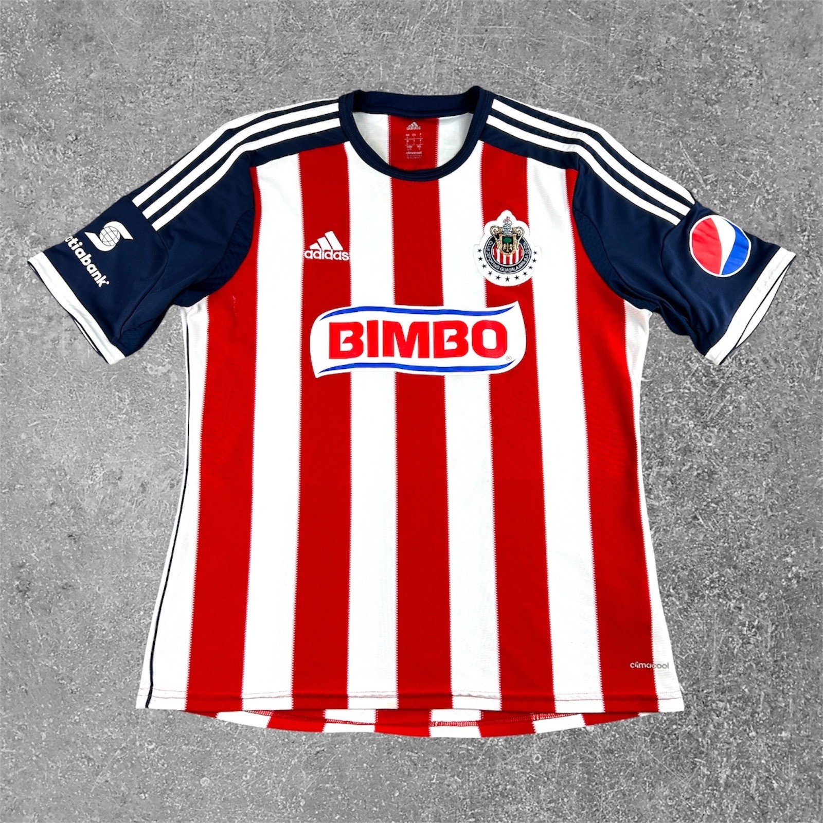 SIGNED Adidas Chivas Guadalajara Soccer Jersey Mens Large Red White Bimbo 2013 gallery