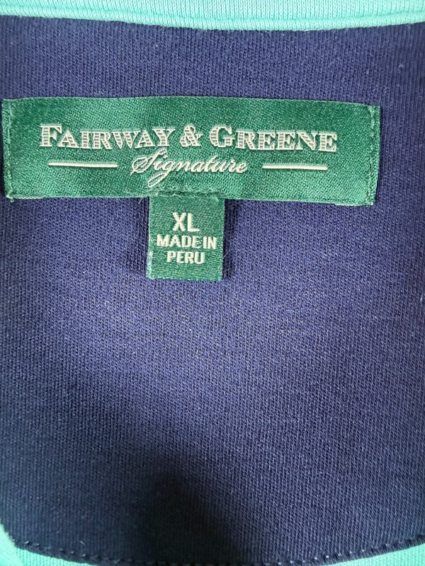 Fairway & Greene Golf Sleeveless 1/4 Zip Vest Mens XL Aqua 1783 Logo gallery