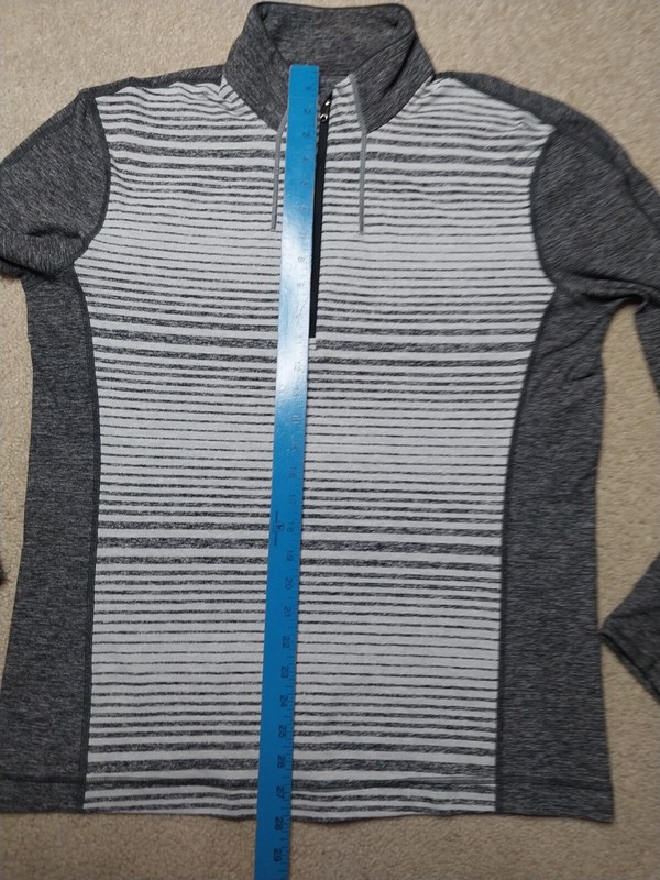 Lululemon Surge Warm Half 1/2 Zip Pullover Men's XL Gray Mini Akido Stripe EUC gallery