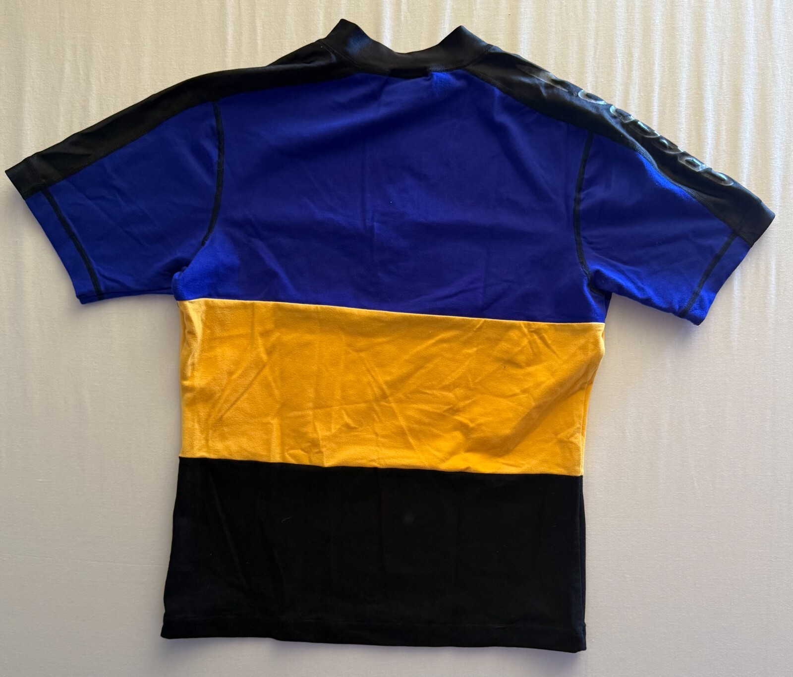 Vintage Speedo Sport Systems Mens XL Blue Yellow Black Colorblock 1/4 Zip Shirt gallery
