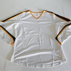 Nike Large Longsleeve Embroidered Logo White Yellow And Black Polyester Shirt