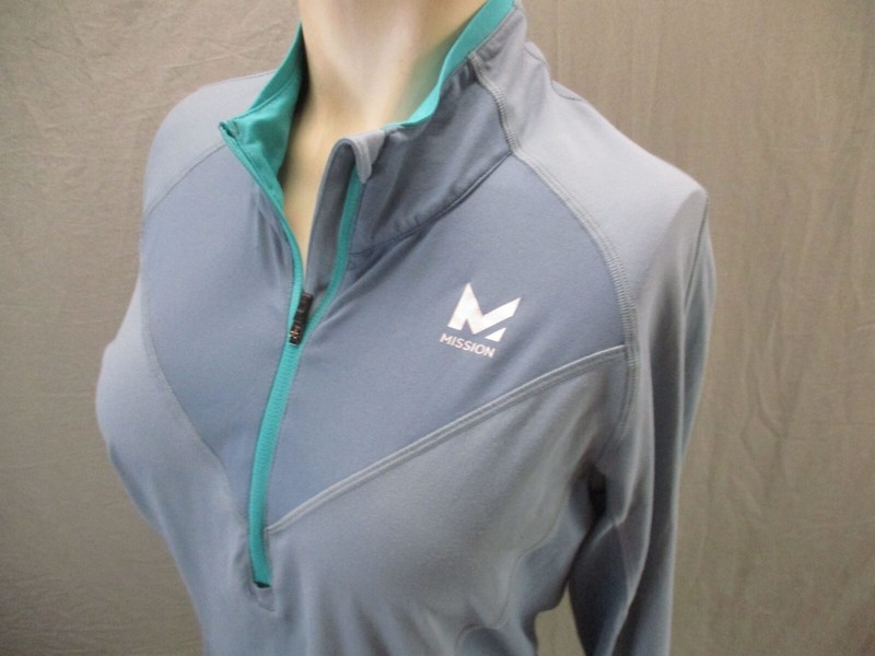 Mission Vapor Active Size L Mens Gray 1/2 Zip Stand Collar Athletic Pullover 063 gallery