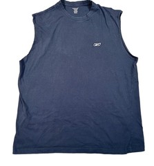 Y2K REEBOK Muscle Shirt Mens XXXL Navy Blue Logo Sleeveless Cotton Tank Top Tee