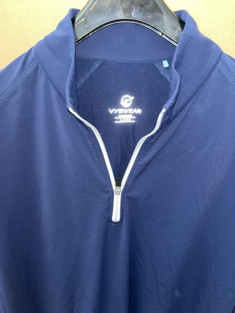 MINT MENS TRADEWIND QUARTER ZIP 1/4 LARGE NAVY BLUE STRETCH MINT