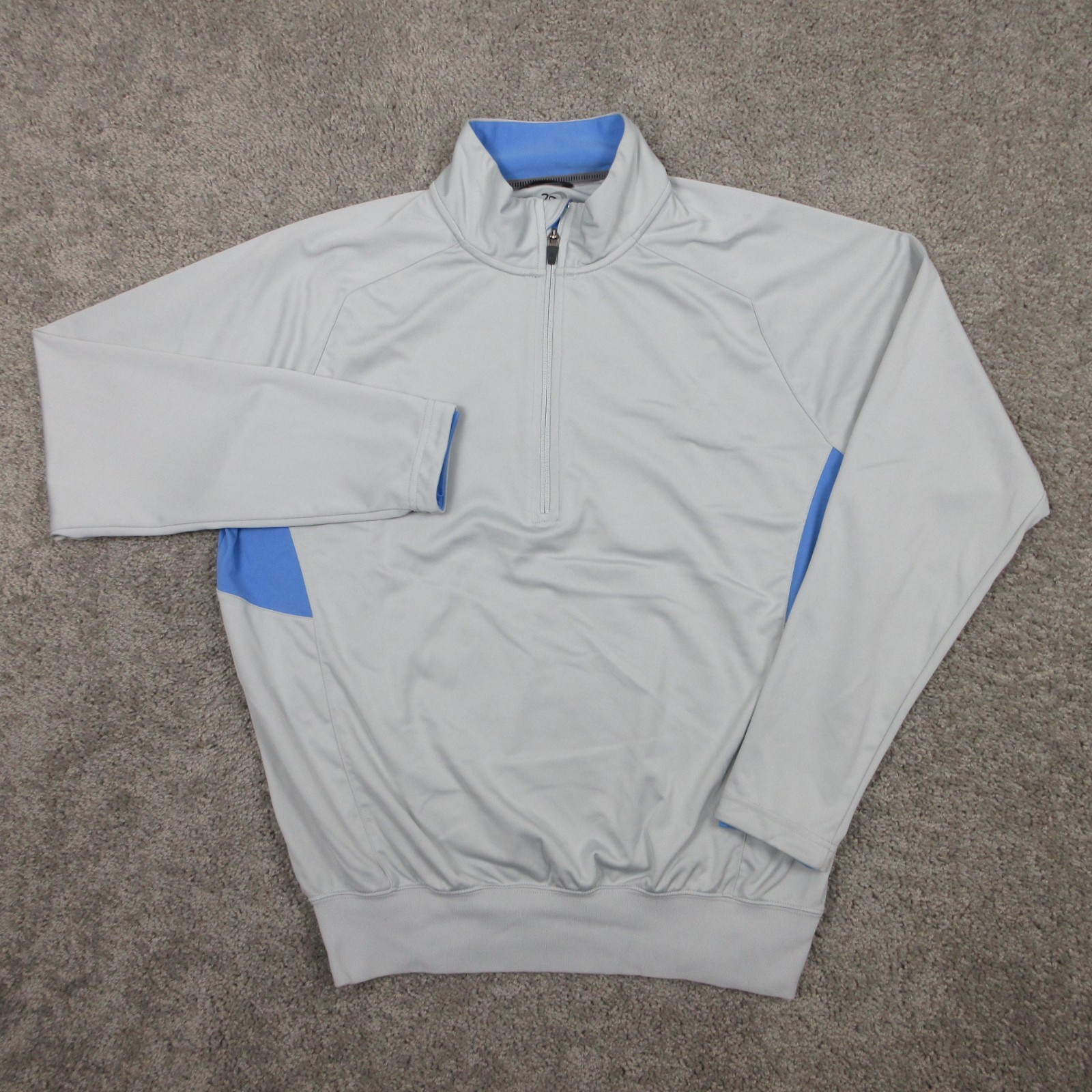 Zero Restriction Sweater Mens Medium Gray Blue Tour Series 1/4 Zip Lightweight gallery