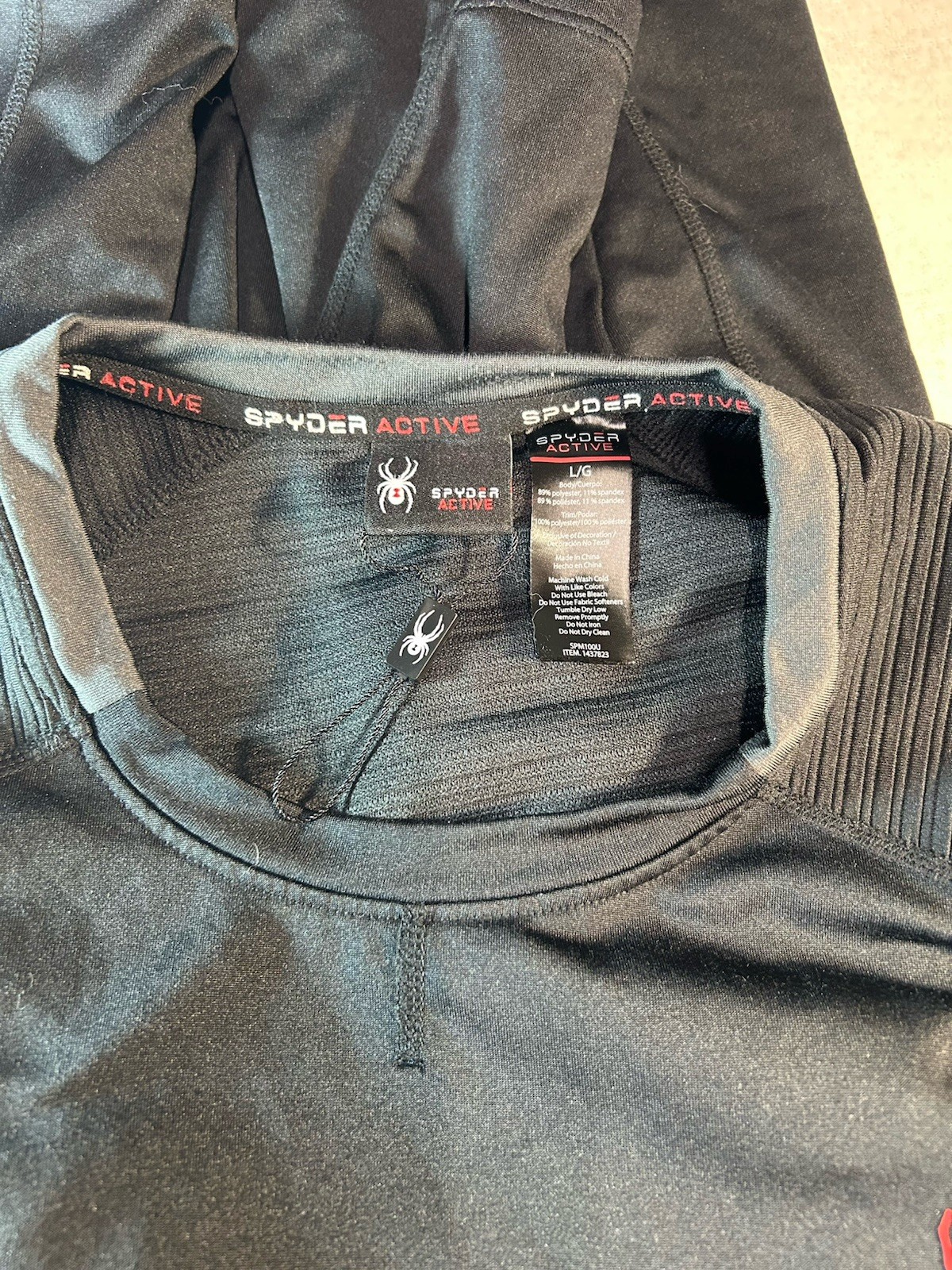 Spyder ProWB Mens Size Large Black Compression Shirt Long Sleeve Activewear Gym gallery
