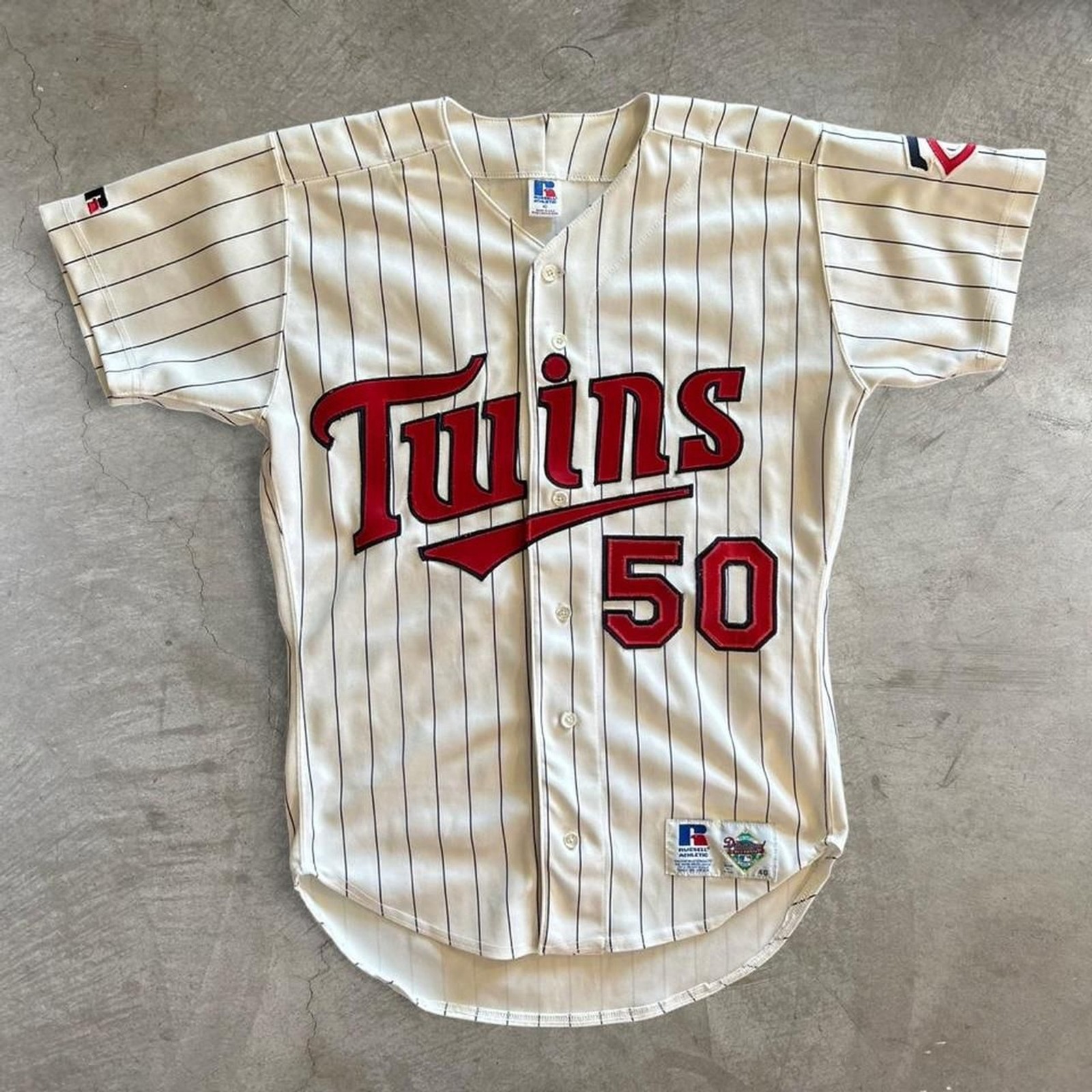 Vintage 90s Russell Athletic Minnesota Twins Baseball Jersey Diamond Pinstripe gallery