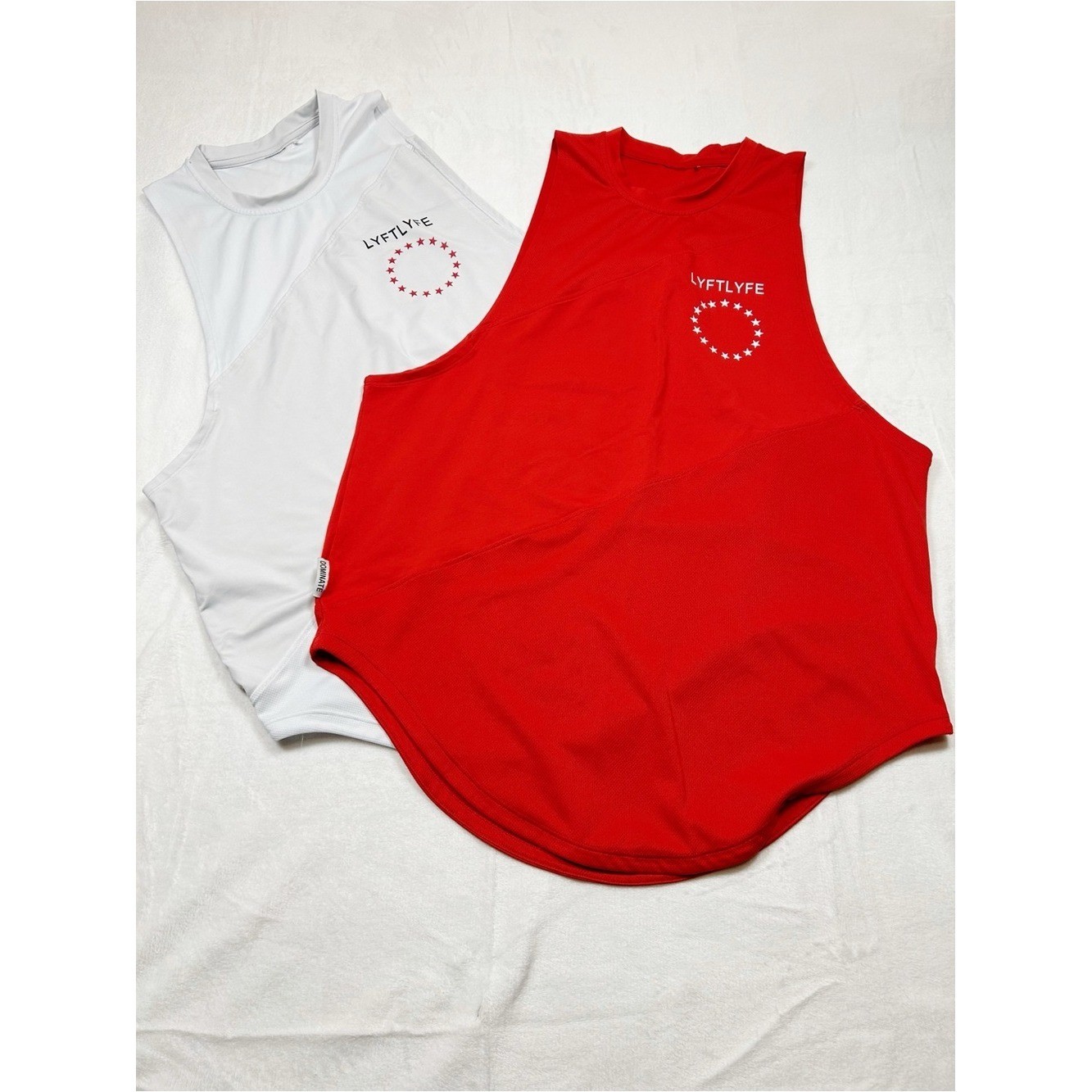 Lyftlyfe 3 Panel Cut Sleeve Tank, Lot of 2, Red and White Large gallery