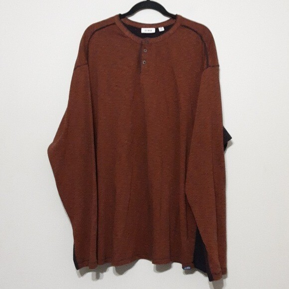 RowM pullover top men 3XB base layer brown outdoor performance casual y2k retro