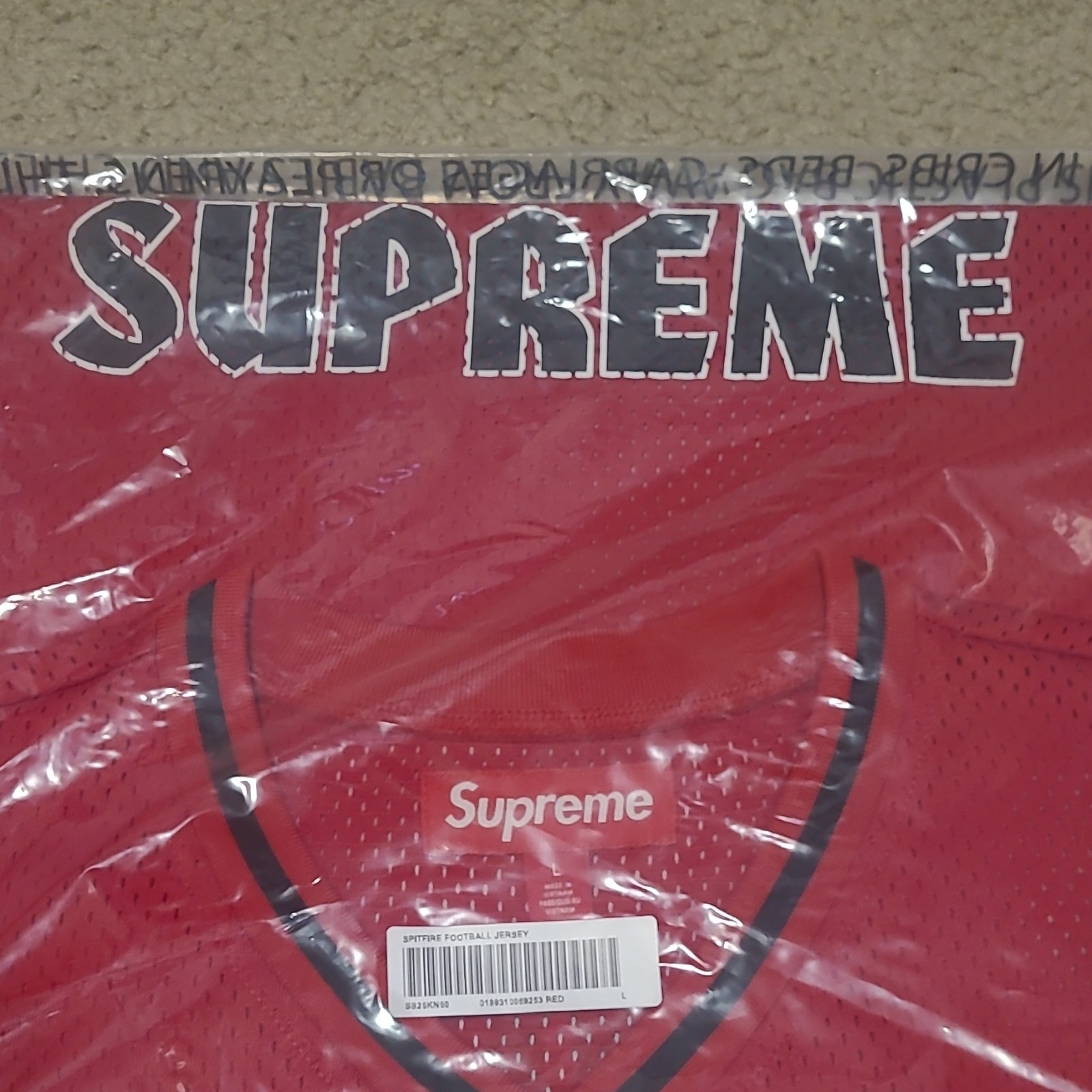 Supreme Spitfire Football Jersey Mesh V-Neck Breathable Red Men's L gallery