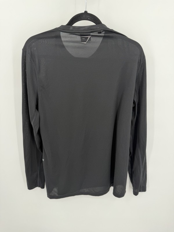 Gymshark Long Sleeve Compression Shirt Mens L BLack Vented Workout Running EUC gallery