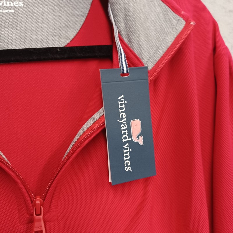 Vineyard Vines 1/4 Zip Pullover Large Lifeguard Red Shirt Prima Cotton NWT gallery
