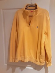 Izod Men’s Pullover Quarter Zip Yellow W/Gray Stripe On Collar. XL/T