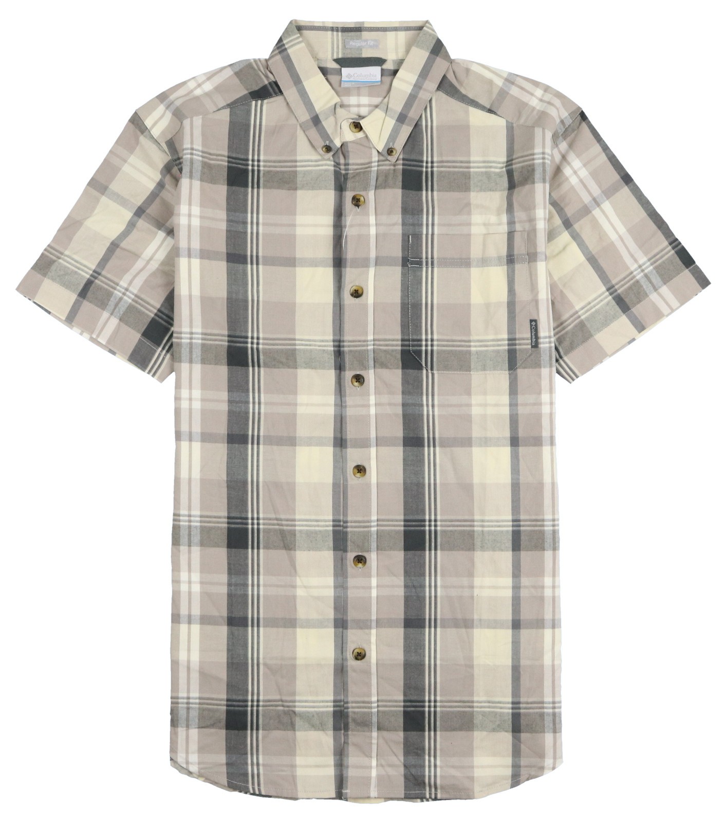 COLUMBIA Rapid Rivers II Short Sleeve Shirt sz S Small Plaid Beige gallery