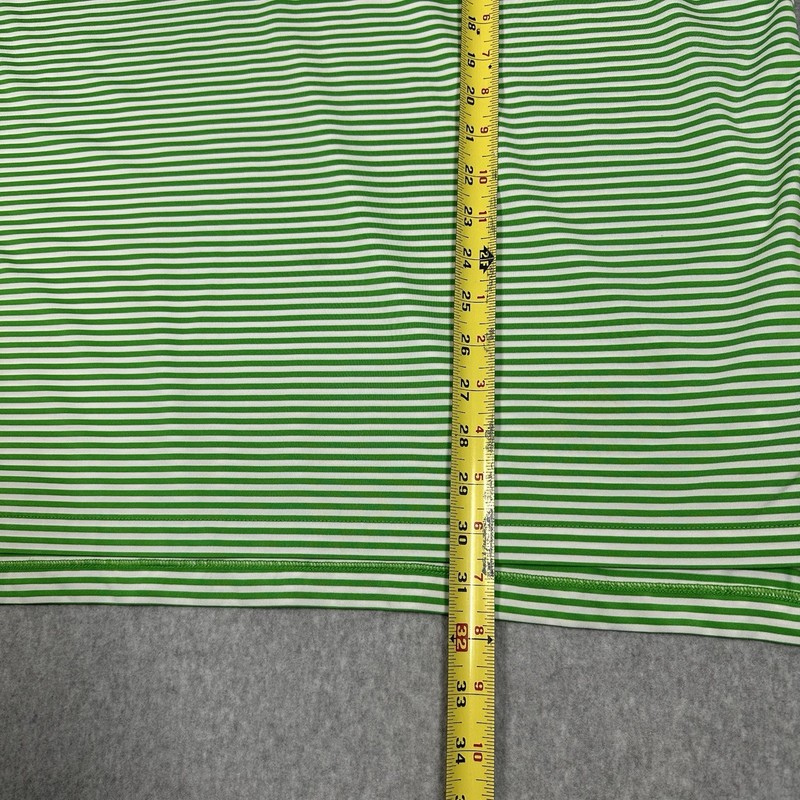 RLX Ralph Lauren Golf Polo Men's Large Lime Green White Stripes Stretch Shirt gallery