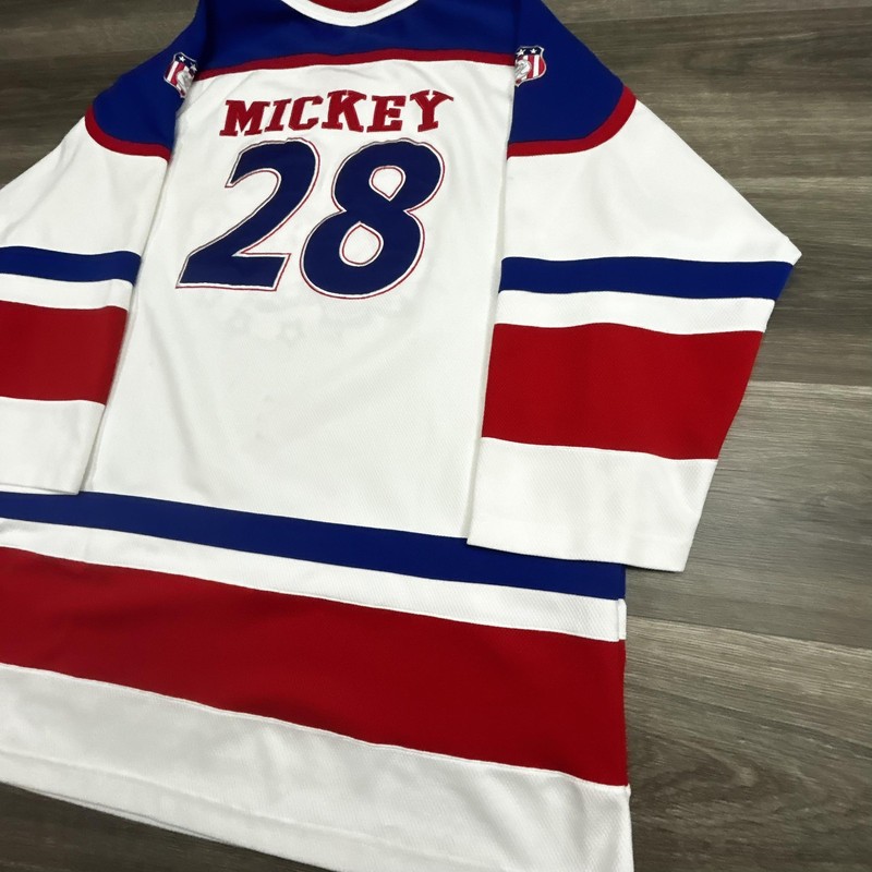Vintage Disney Hockey Jersey Mens Large White Mickey Mouse All Stars Red 90s USA gallery
