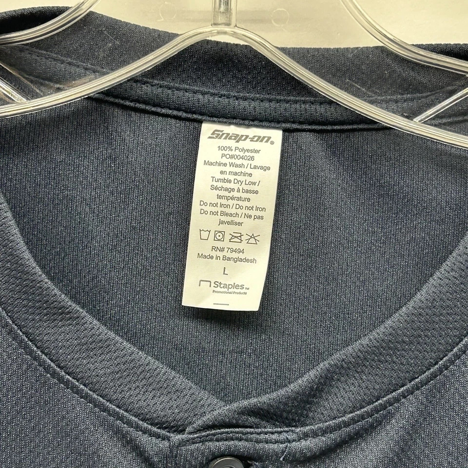 Snap-On Men's Blue Polyester Large Henley Shirt (E5) gallery