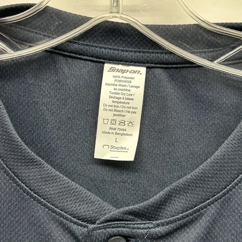 Snap-On Men's Blue Polyester Large Henley Shirt (E5) gallery