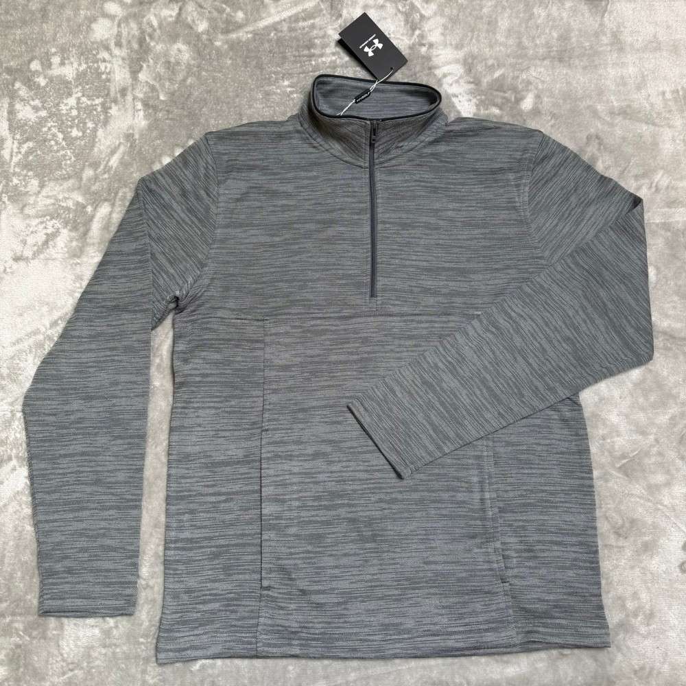 Under Armour Tempo Fleece Golf Shirt Mens Small Gray 1/4 Zip Pockets New NWT