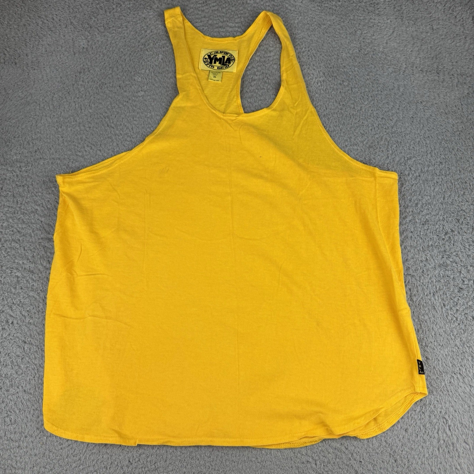 Ymla California Gym Gear Yellow Body Builder Tank Top 1980s Men’s Size Xl USA gallery